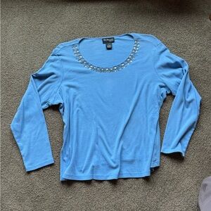 Blue Embellished Women's Top